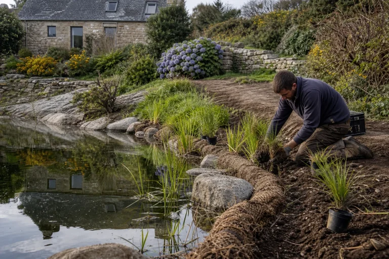 Curage de mare à la mini-pelle en Bretagne