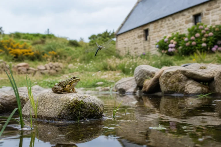 Faune d'une mare naturelle en Bretagne